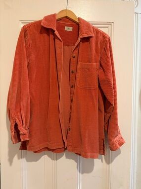 L.L. Bean Corduroy Button-Down Shirt in Rust Orange/Peach
